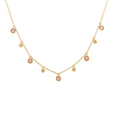 0.04ct Diamond & 0.70ct Pink Opal 14k Yellow Gold Necklace